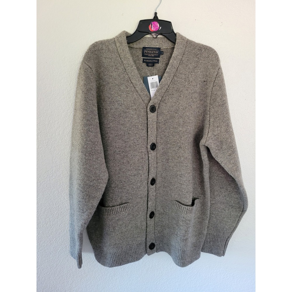 Pendleton Mens Washable Wool Cardigan Sweater S Heather Gray RF135674514 NEW #24